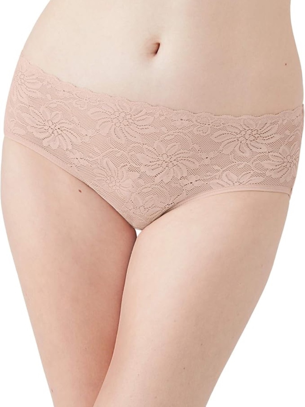 NEW Wacoal Soft Sense Sheer Floral Lace Hipster Panty 845334 Rosedust 253